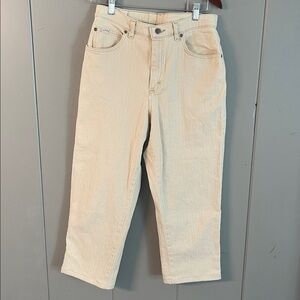 Rider Lee Jeans Beige Tan High Waist Retro Vintage Cropped Bootcut